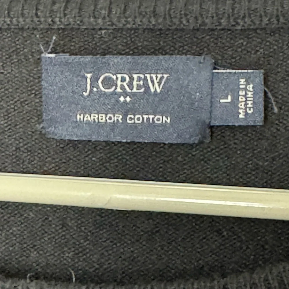 J Crew Fact Large Black Harbor Cotton Cotton/Nylon/Merino Wool Crew Neck Sweater